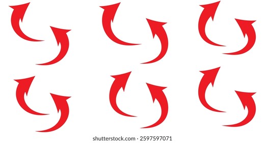 Black arrows set. Curved arrows. Arrow sign. Curved arrow pointing right. Black and red arrow. design eps 10 