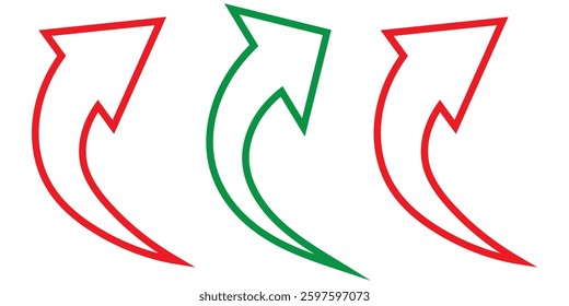 Black arrows set. Curved arrows. Arrow sign. Curved arrow pointing right. Black and red arrow. design eps 10 
