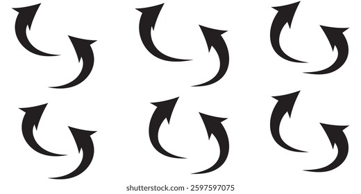 Black arrows set. Curved arrows. Arrow sign. Curved arrow pointing right. Black and red arrow. design eps 10 