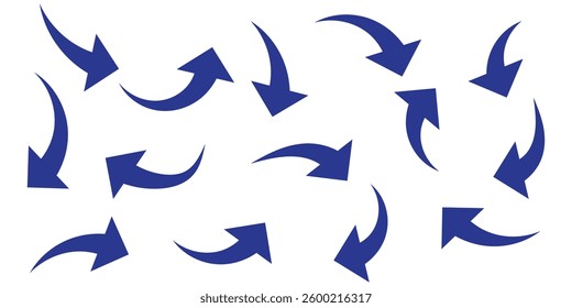 Black arrows set. Curved arrows. Arrow sign. Flat style icons.