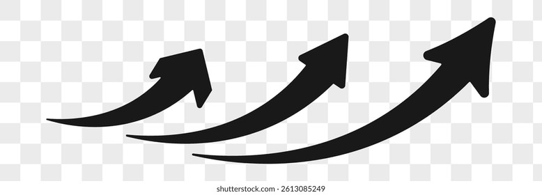 Black arrows set. Curved arrows. Arrow sign. Curved arrow pointing right.