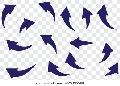 Black arrows set. Curved arrows. Arrow sign. 