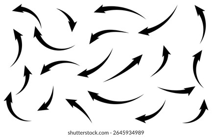 Black arrows set. Curved arrows. Arrow sign. Vector  illustration EPS 20 .