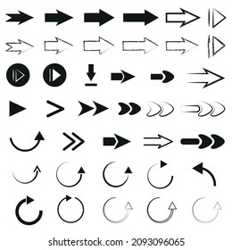 Black arrows set. Different arrows collection.Cursor. Vector arrows. 
