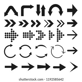 Black arrows. Set arrows icon. Vector illustration.