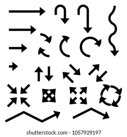 Black arrows set. Set of icons and icons combinations. Vector illustration isolated on white background