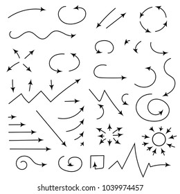 Black arrows set. Large collection of icons. Vector illustration isolated on white background