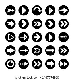 Black Arrows Set on White Background. Arrow, Cursor Icon. Vector Pointers Collection. Back, Next Web Page Sign. 