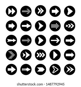 Black Arrows Set on White Background. Arrow, Cursor Icon. Vector Pointers Collection. Back, Next Web Page Sign. 