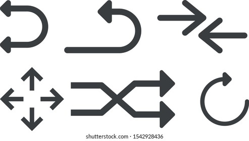 Black Arrows Set on White Background. Arrow, Cursor Icon. Style arrows