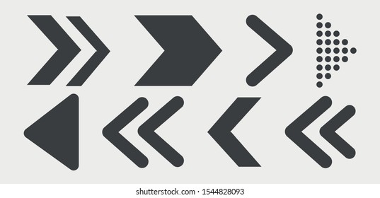 Black Arrows Set on White Background. Arrow, Cursor Icon. style arrows set