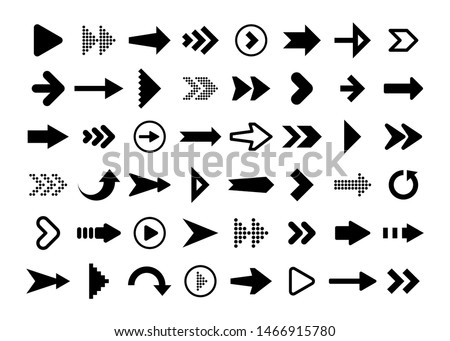 Black Arrows Set on White Background. Arrow, Cursor Icon. Vector Pointers Collection. Back, Next Web Page Sign