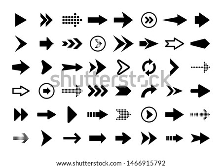 Black Arrows Set on White Background. Arrow, Cursor Icon. Vector Pointers Collection. Back, Next Web Page Sign