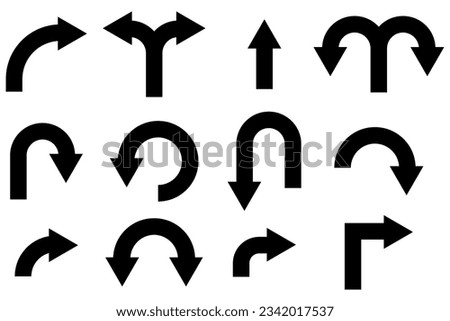 Black arrows set on white background. Pointers collection. Arrow cursor icon. Vector illustration. Eps 10.
