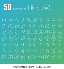 Black arrows set. Pen drawn simple icons. Vector illustration isolated 