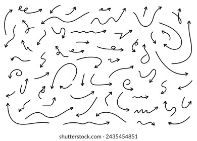 Black arrows set pointer cursor, arrow silhouette icons, vector element isolate on white.