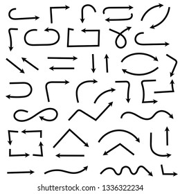 Black arrows. Set of symbols. Vector illustration isolated on white background