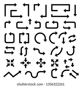 Black arrows. Set of symbols. Vector illustration isolated on white background