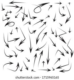 Black arrows set vector icon hand draw