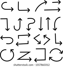 Black arrows set. Vector illustration isolated on white background
