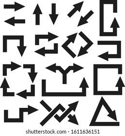 Black arrows set. Vector illustration isolated on white background