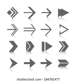 Black arrows symbols pictograms set isolated vector illustration