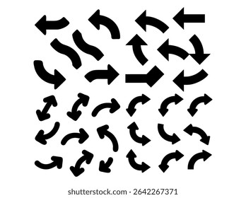 Black Arrows in Various Directions, graphic features a collection of black arrows in various directions, including straight, curved, and angled, arrow, arrows, direction, directions, navigation, guida