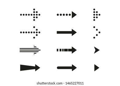 Black arrows vector collection on white background.