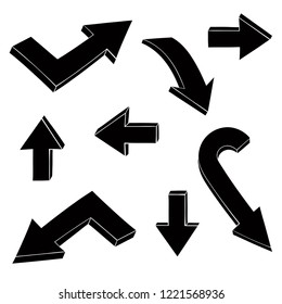 Black arrows. Vector illustration isolated on white background