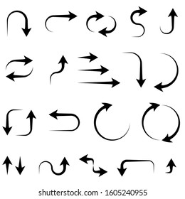 Black arrows. Vector illustration isolated on white background