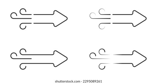 Black arrows vector set. Arrows with tails from the wind vector. Wind arrows vector.