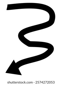 Black arrows winding white backgorund