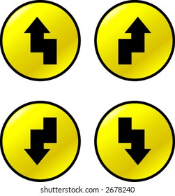 black arrows in yellow round buttons