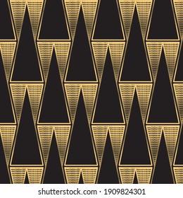 black art deco pattern with geometric pattern with triangles