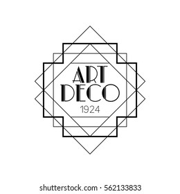 Black Art Deco Vector Badge Logo