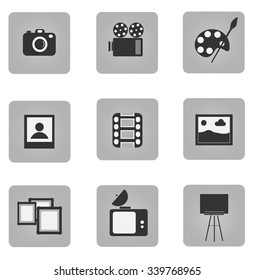 Black art icons set 