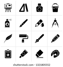 Black Art and painter icons - vector icon set