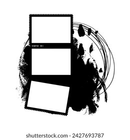 Black artistic abstract frames. Basis graphics universal use on white background