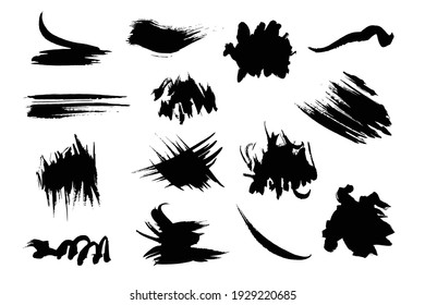 Elementos decorativos de pinceles artísticos negros. 
Los pinceles abstractos de selección grunge elementos de diseño.