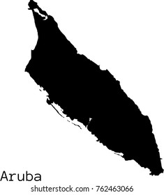 Black Aruba  map vector silhouette