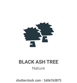 Black ash tree glyph icon vector on white background. Flat vector black ash tree icon symbol sign from modern nature collection for mobile concept and web apps design.