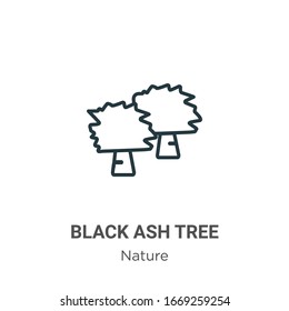 Black ash tree outline vector icon. Thin line black black ash tree icon, flat vector simple element illustration from editable nature concept isolated stroke on white background