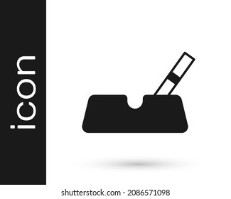 Black Ashtray with cigarette icon isolated on white background.  Vector