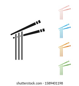 Black Asian noodles and chopsticks icon isolated on white background. Street fast food menu. Korean, Japanese, Chinese food. Set icons colorful. Vector Illustration