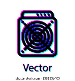Black ASIC Miner icon isolated on white background. Cryptocurrency mining equipment and hardware. Application specific integrated circuit. Vector Illustration
