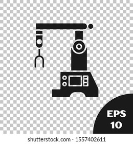 Black Assembly line icon isolated on transparent background. Automatic production conveyor. Robotic industry concept.  Vector Illustration