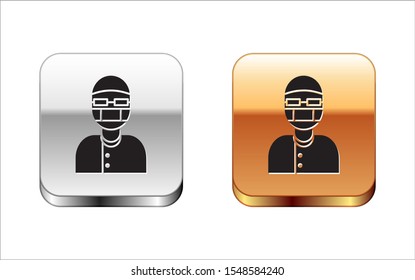 Black Assistant icon isolated on white background. Silver-gold square button. Vector Illustration
