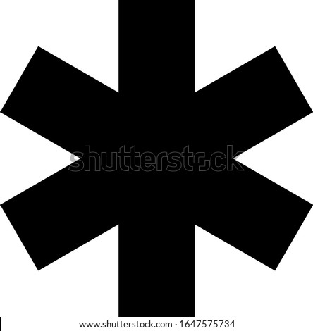 Black asterisk sign isolated on white background