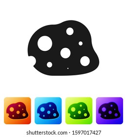 Black Asteroid icon isolated on white background. Set icons in color square buttons. Vector Illustration