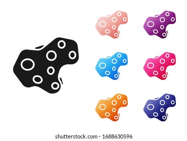 Black Asteroid icon isolated on white background. Set icons colorful. Vector Illustration